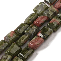 Natural Unakite Beads Strands, Rectangle, 8~9x6.5~7x4mm, Hole: 0.8mm, about 45pcs/strand, 15.16 inch(38.5cm)(G-G085-A15-01)