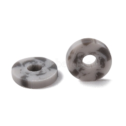 Handmade Two Tone Polymer Clay Beads, Heishi Beads, Disc/Flat Round, Dark Gray, 6x0.5mm, Hole: 1.8mm, about 22000~25000pcs/1000g(CLAY-N008-B010-168)