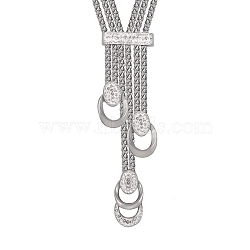 304 Stainless Steel Necklaces, Cubic Zirconia Necklaces, Stainless Steel Color, 20.87 inch(53cm)(NJEW-Q322-10P)