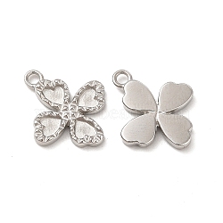 304 Stainless Steel Pendants, Clover Charm, Stainless Steel Color, 16.5x14x2mm, Hole: 1.6mm(STAS-F284-03P)