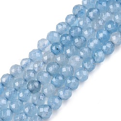 Natural White Jade Bead Strands, Dyed, Faceted, Round, Cornflower Blue, 4mm, Hole: 1mm, about 88~89pcs/strand, 14.37~14.57 inch(36.5~37cm)(G-R344-4mm-05)