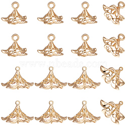20Pcs 2 Size Brass Peg Bails Pendants, Cup Peg Bails, For Half Drilled Beads, Flower, Real 18K Gold Plated, 11x14~15.5x13~15mm, Hole: 0.8~1.5mm, Pin: 0.7~1mm, 10Pcs/size(KK-BBC0009-02)