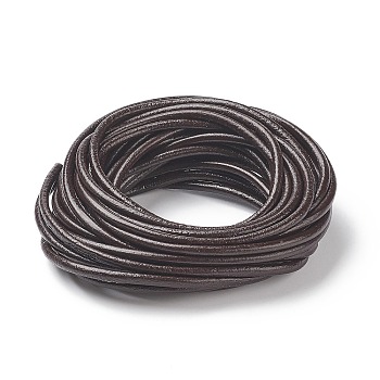 Round Leather Cord, Cowhide Leather, DIY Jewelry Making Material for Leather Wrap Bracelet, Coconut Brown, 3mm