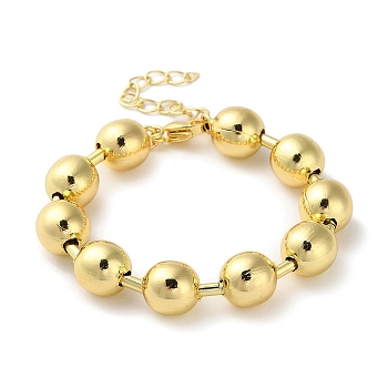 Rack Plating Brass Ball Chain Bracelets, Lead Free & Cadmium Free, Real 18K Gold Plated, 6-5/8 inch(16.8cm)