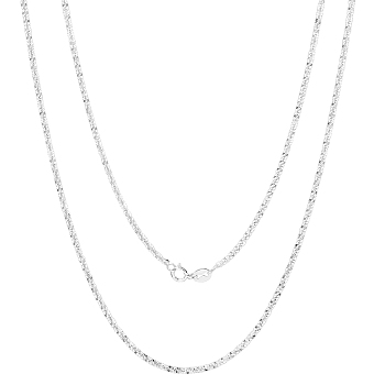 Rhodium Plated 925 Sterling Silver Thin Dainty Link Chain Necklace for Women Men, Platinum, 23.62 inch(60cm)