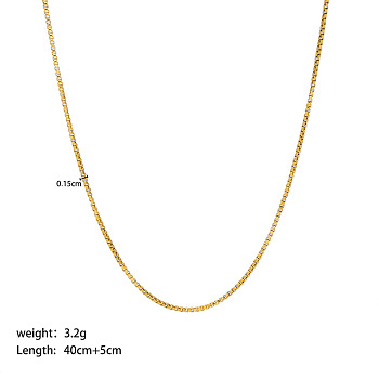 Titanium Steel Box Chain Necklaces, Golden, 15.75 inch(40cm)