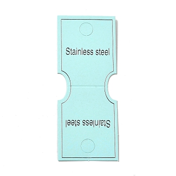 Folding Paper Display Card with Word Stainless Steel, Used For Necklaces and Bracelets, Pale Turquoise, 10.7x4.3x0.05cm