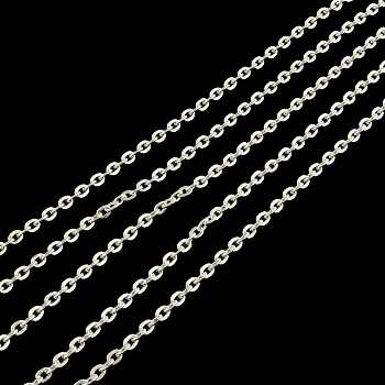 Iron Cable Chains, Unwelded, with Spool, Flat Oval, Silver Color Plated, 3x2x0.4mm, about 32.8 Feet(10m)/roll