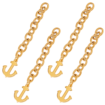 304 Stainless Steel Chain Extender, with Anchor Charms, Golden, 71x6mm