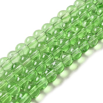 Drawbench Transparent Glass Beads Strands, Spray Painted, Round, Lime Green, 6mm, Hole: 1.3~1.6mm, 31.4 inch