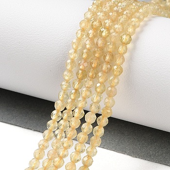 Natural Yellow Apatite Beads Strands, Faceted, Round, 2.4x2.6x2.4mm, Hole: 0.7mm, about 160pcs/strand, 15.47 inch(39.3cm)