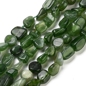 Natural Canadian Jade Beads Strands, Nuggets, Tumbled Stone, 5.5~10.5x5~8x3~5mm, Hole: 0.8mm, 16.06''(40.8cm)