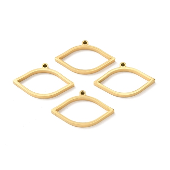 Ion Plating(IP) 304 Stainless Steel Open Back Bezel Pendants, For DIY UV Resin, Epoxy Resin, Pressed Flower Jewelry, Eye, Real 24K Gold Plated, 22x35x3mm, Hole: 2mm