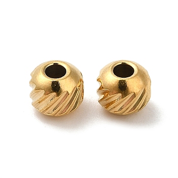 201 Stainless Steel Bead, Round, Real 18K Gold Plated, 4mm, Hole: 1.5mm