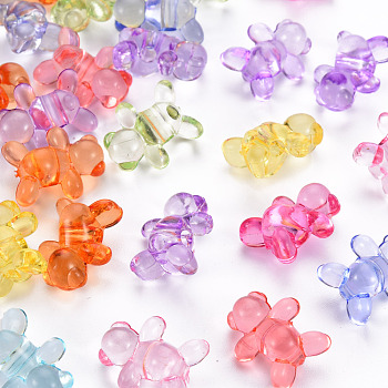 Transparent Acrylic Beads, Bear, Mixed Color, 16x13x8.5mm, Hole: 2mm