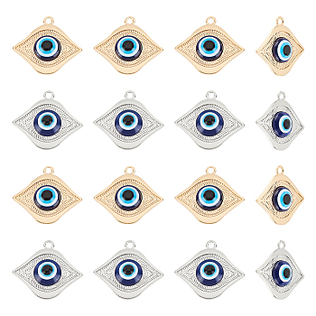 ARRICRAFT 20Pcs 2 Colors Acrylic Pendants, with Alloy Findings, for DIY Accessories, Evil Eye, Platinum & Light Gold, 28x31.5x6mm, Hole: 2.5mm, 10pc/color