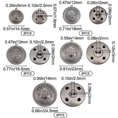 40Pcs 5 Style 4-Hole Brass Buttons(BUTT-GF0001-07B)-2