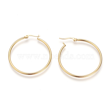 201 Stainless Steel Hoop Earrings(X-MAK-R018-50mm-G)-3