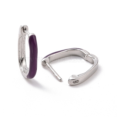 Indigo Enamel Rectangle Hoop Earrings(EJEW-C030-08P)-2