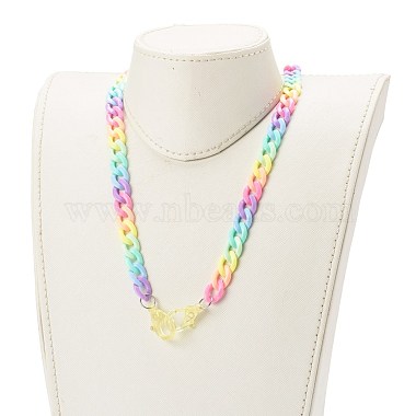 Personalized Rainbow Acrylic Curb Chain Necklaces(NJEW-JN03514)-3