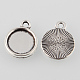 Supports de pendentif de cabochon rond plat d'argent antique de style tibétain(X-TIBEP-M022-26AS)-2