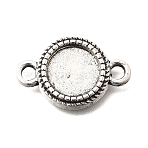 Tibetan Style Alloy Connector Cabochon Settings for Enamel, Antique Silver, Round, 11x17x2mm, Hole: 2mm, Tray Size: 8mm, 1220pcs/1000g(FIND-D042-10A-AS)