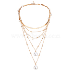 1Pc Alloy Multi Layered Necklaces, Plastic Teardrop Pendant Necklaces for Women, Golden, 13.58 inch(34.5cm)(NJEW-LP0001-57G)