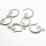 Brass Earring Hooks, with Horizontal Loop, Platinum, 18x12x1.5mm, Hole: 1.8mm, 18 Gauge, Pin: 1mm(KK-S750-21P)