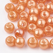 ABS Plastic Beads, Imitation Pearl , Round, Dark Orange, 4x3.5mm, Hole: 1.5mm, about 15000pcs/500g(OACR-Q004-4mm-03)
