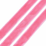 Single Face Velvet Ribbon, Deep Pink, 3/8 inch(9.5~10mm), about 50yards/roll(45.72m/roll)(SRIB-T004-01-28)