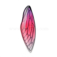 Transparent Epoxy Resin Cabochons, Wing, Deep Pink, 50.5x16x1.7mm(CRES-A053-05)