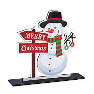 Wood Tabletop Display Decorations, Xmas Table Centerpiece Sign, Christmas Theme, Snowman, Mixed Color, Finished: 200x45x187mm(WOOD-N005-79)
