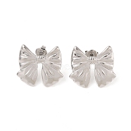 Bowknot 304 Stainless Steel Stud Earrings for Women, Stainless Steel Color, 21x23mm(EJEW-L272-026P-01)