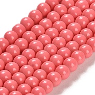 Painted Glass Bead Strands, Baking Paint, Round, Light Coral, 4mm, Hole: 1.1~1.3mm, about 200pcs/strand, 31.4 inch(DGLA-S071-4mm-B34)
