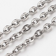 304 Stainless Steel Cable Chains, Unwelded, Flat Oval, Stainless Steel Color, 5x3.5mm(CHS-K002-02-3.5mm-B)