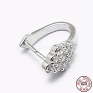 Rhodium Plated 925 Sterling Silver Micro Pave Cubic Zirconia Pendant Bails, Ice Pick & Pinch Bails, Rhombus, Platinum, 13x6x10mm, pin: 0.7mm(STER-P034-67P)