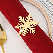 Christmas Iron & Alloy Napkin Rings, Napkin Holder Adornment, Restaurant Daily Accessiroes, Golden, Snowflake, 5mm, Inner Diameter: 38mm, Snowflake: 45x39mm.(XMAS-K001-02B)
