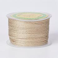 Round Polyester Cords, Milan Cords/Twisted Cords, Wheat, 1.5~2mm, 50yards/roll(150 feet/roll)(OCOR-P005-14)