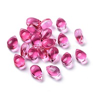 Transparent Glass Beads, Top Drilled Beads, Teardrop, Deep Pink, 9x6x5mm, Hole: 1mm(GGLA-M004-05A-08)