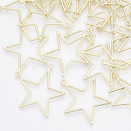 Alloy Pendants, Star, Light Gold, 33x30x1.5mm, Hole: 1.8mm(PALLOY-T067-144LG)