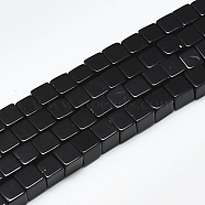 Natural Black Stone Beads Strands, Cube, 6~6.5x6~6.5x6~6.5mm, Hole: 1mm; about 65pcs/strand, 16.1 inches(G-S357-G23)