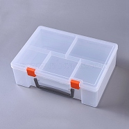 Plastic Multipurpose Portable Storage Boxes, with Handle and Removable Tray, Rectangle, Clear, 25x19x8.2cm(OBOX-E022-03)