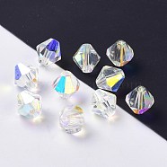 Imitation Austrian Crystal Beads, Grade AAA, Faceted, Bicone, Clear AB, 3x3mm, Hole: 0.7~0.9mm(SWAR-F022-3x3mm-540)