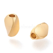 Brass Beads, Long-Lasting Plated, Matte Style, Twist, Real 18K Gold Plated, 8x5.5x5mm, Hole: 2mm(KK-H101-08MG)