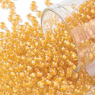 TOHO Round Seed Beads, Japanese Seed Beads, (949) Yellow Lined Topaz, 8/0, 3mm, Hole: 1mm, about 222pcs/10g(X-SEED-TR08-0949)