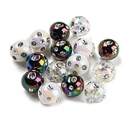 Acrylic Beads, with Rhinestone, Round, Mixed Color, 15.3x15.7mm, Hole: 2.9mm(OACR-E025-01)