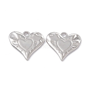 Non-Tarnish 304 Stainless Steel Pendants, Heart Charm, Stainless Steel Color, 24x25.5x2mm, Hole: 3mm(STAS-B031-32P)