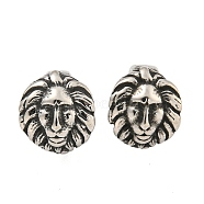 316 Surgical Stainless Steel Large Hole Beads, Lion Head, Antique Silver, 11x10x11mm, Hole: 8mm(STAS-Q326-05AS-04)