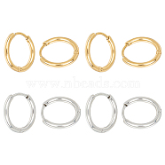 Unisex 304 Stainless Steel Hoop Earrings, Manual Polishing Huggie Earrings, Golden & Stainless Steel Color, 16x2mm, Pin: 0.7mm, Inner Diameter: 12mm, 2colors, 4pairs/color, 8pairs/box(STAS-UN0002-57)