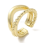 Brass Open Cuff Rings, Twisted Ring for Women, Real 18K Gold Plated, US Size 5 3/4(16.3mm), 7~11mm(RJEW-Q778-45G)